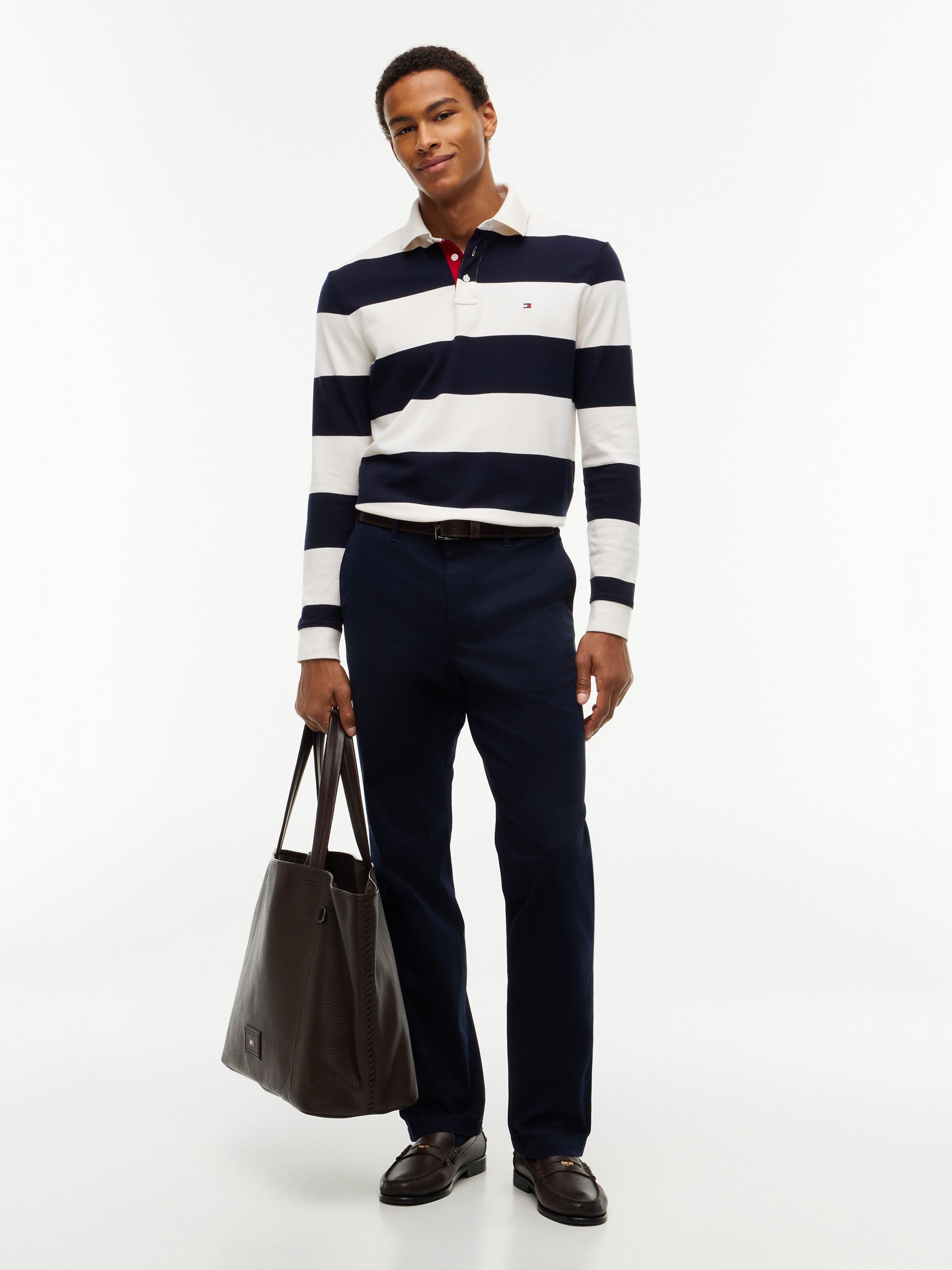 Rugby Stripe Long Sleeve Polo Shirt