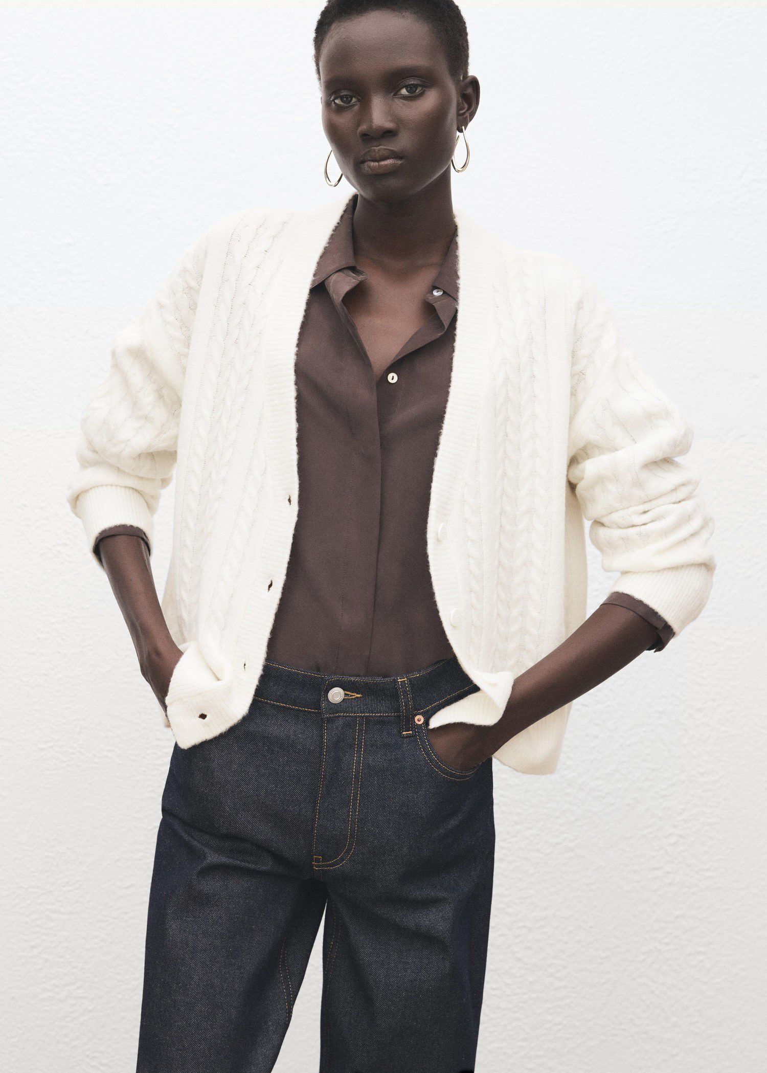 Knitted braided cardigan