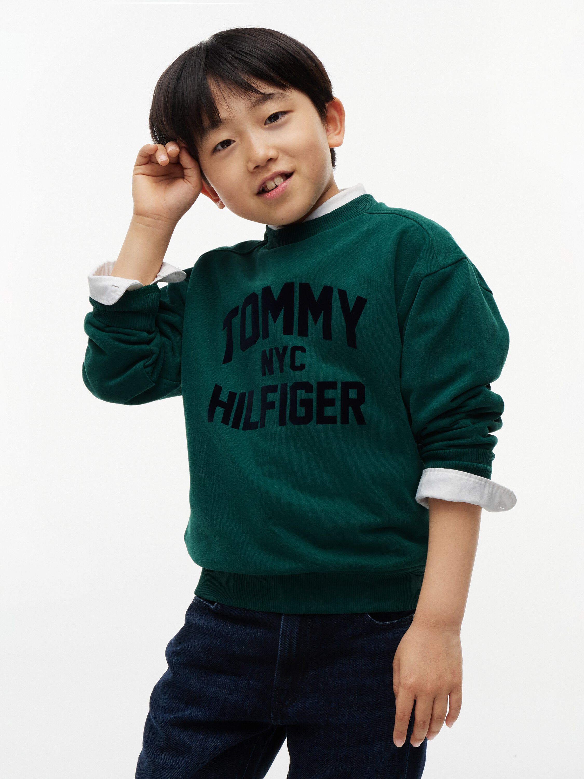 Logo Sueded Crew Neck Sweatshirt