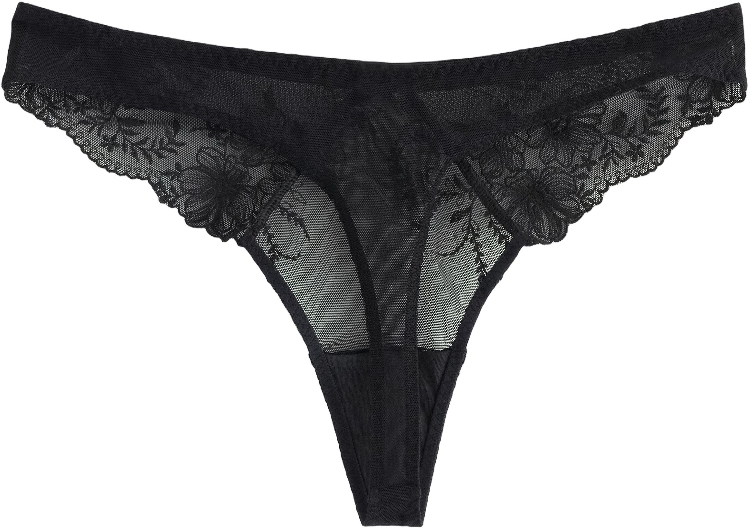 Thong with a low waist, embroidered