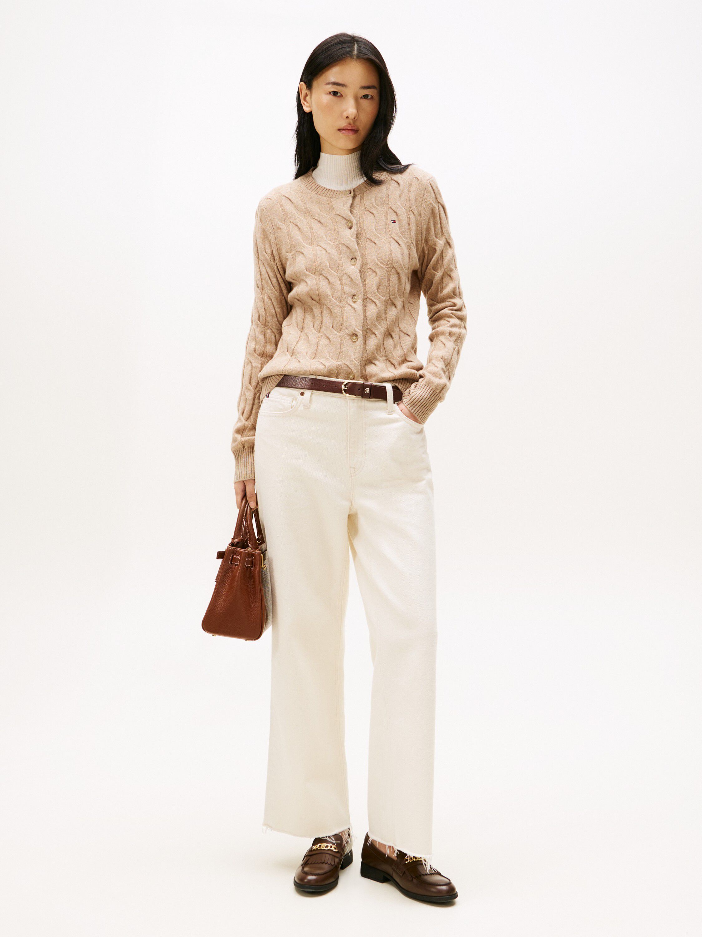 SOFT WOOL CABLE C-NK LS CARDIGAN