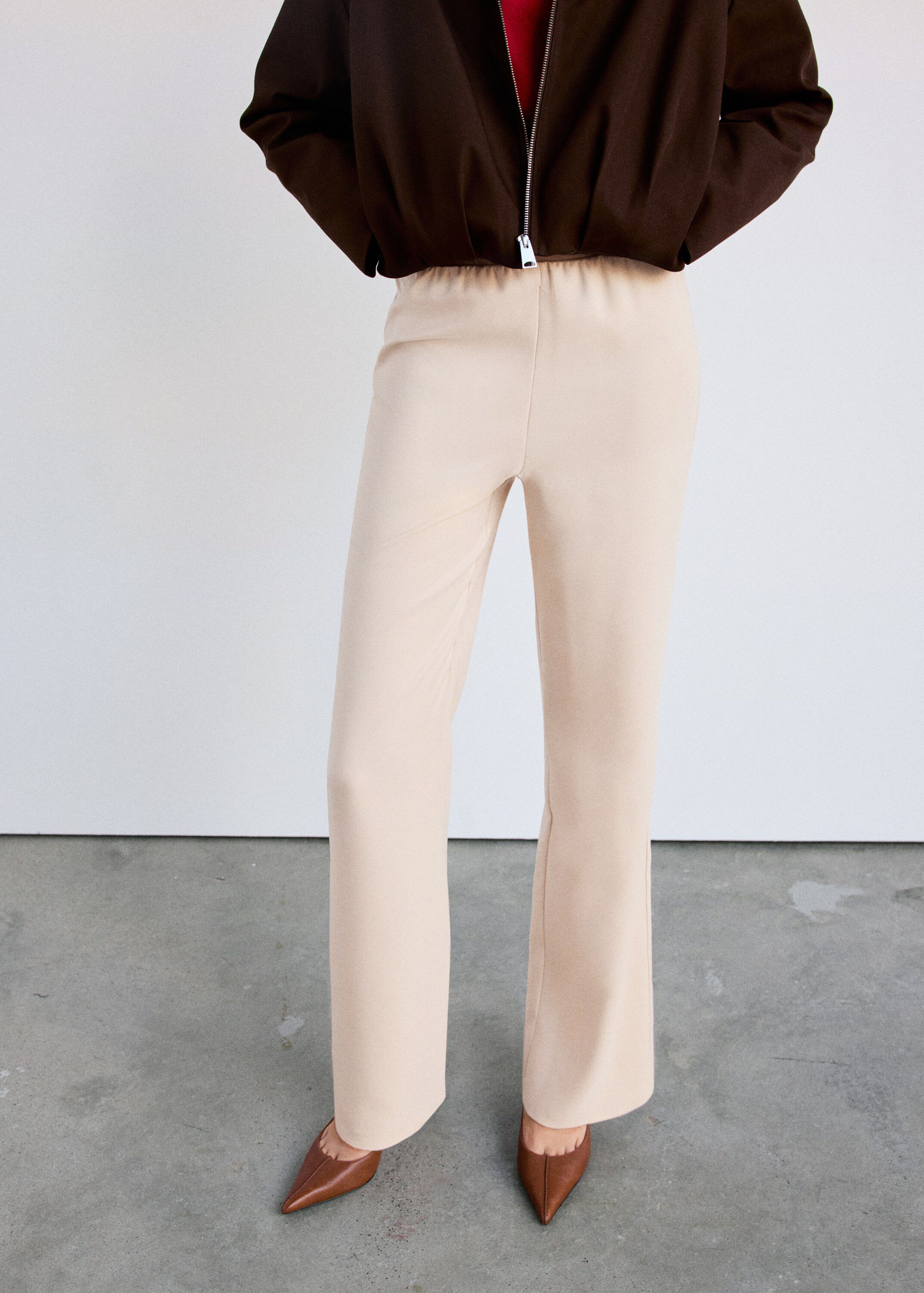 Satin straight-fit trousers