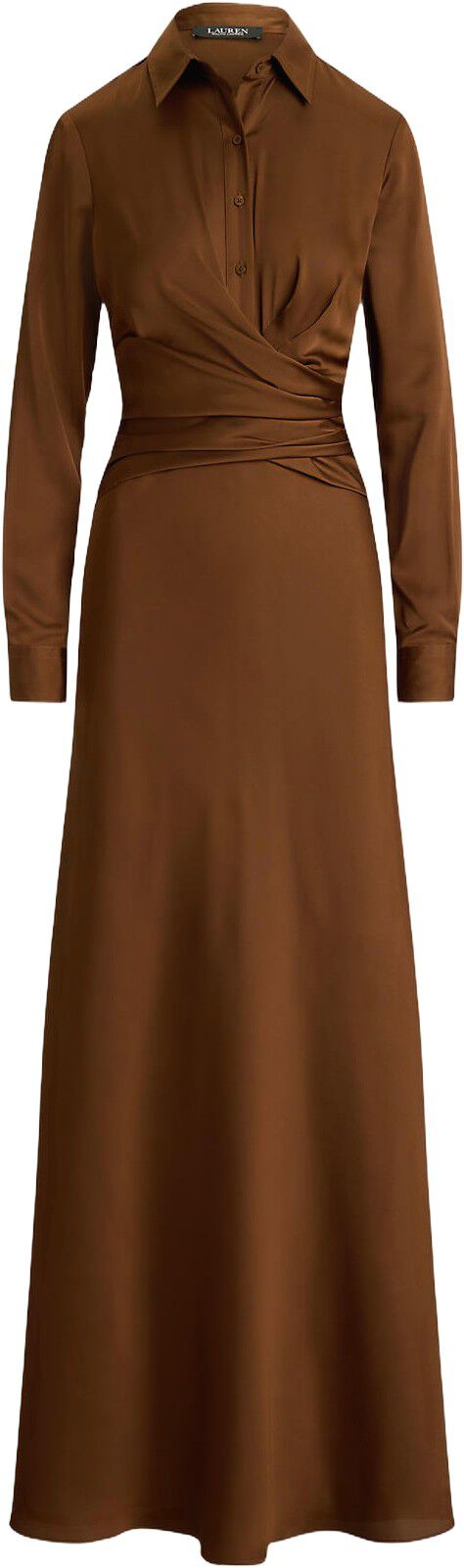 Pleated Button-Up Charmeuse Gown