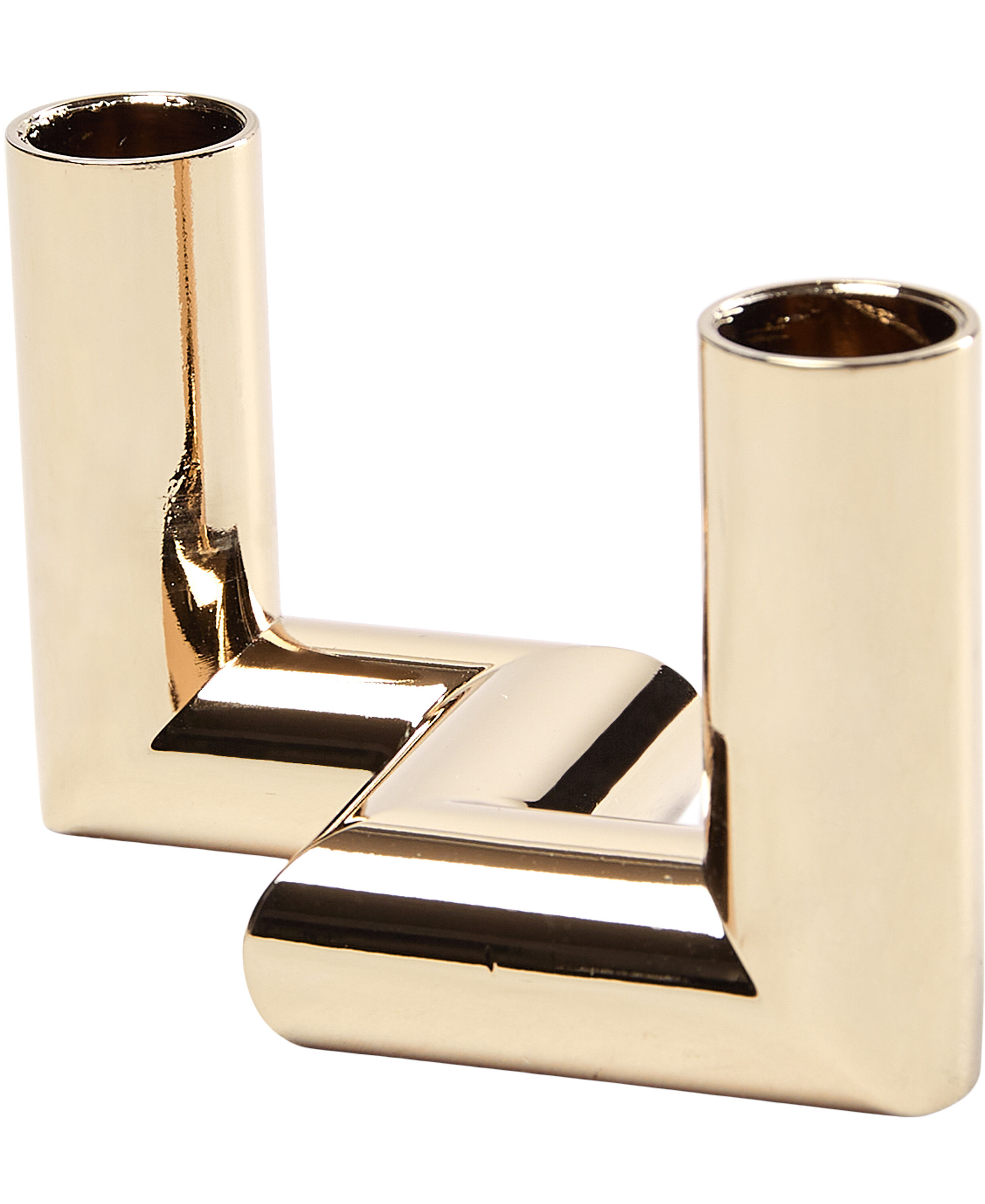 MATRIX Candle Holder - 2'arm Mini Taper - Warm Brass - 7,5 x 4,5 CM