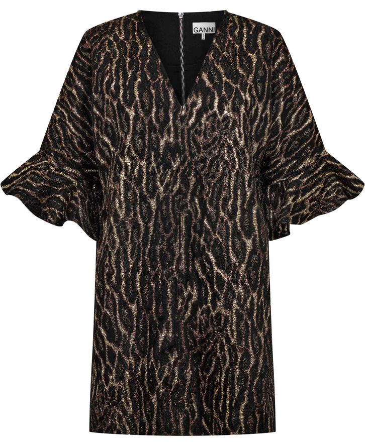 Metallic Cloque Mini Boxy Dress