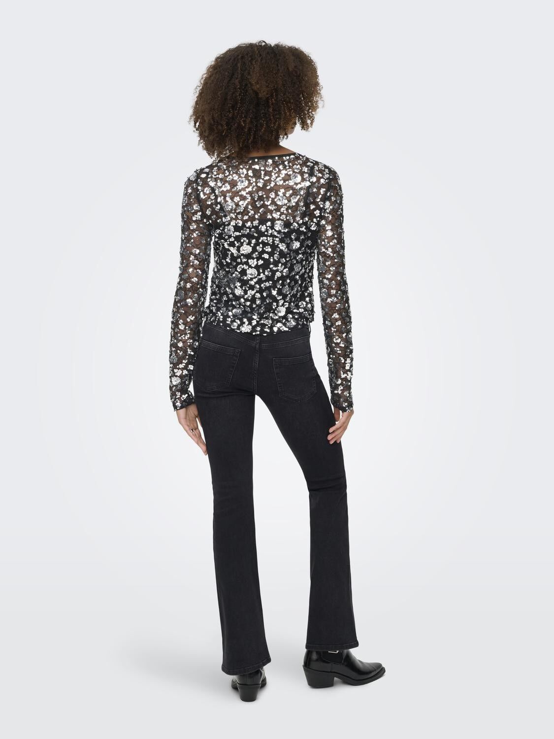 ONLPALEMA LS LACE SEQUIN TOP WVN