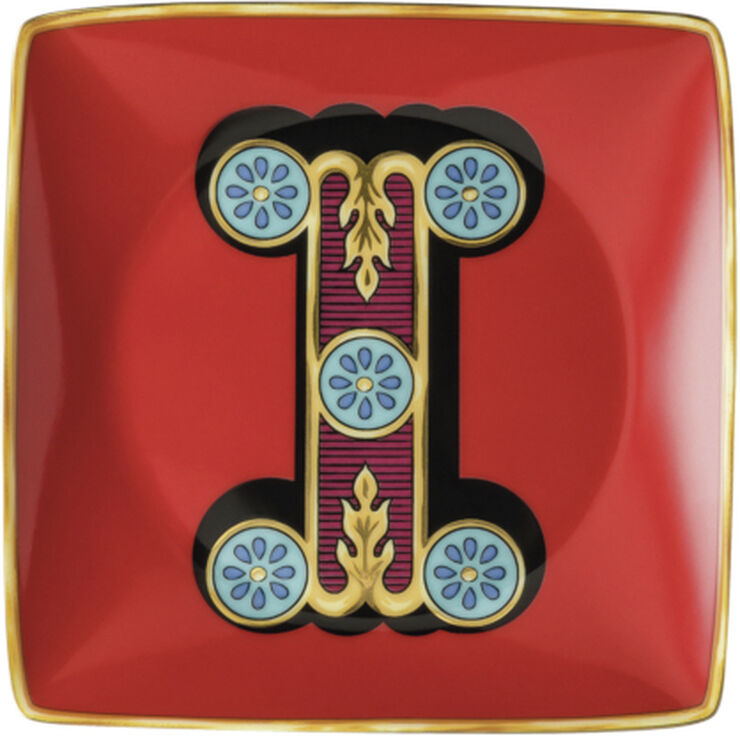 Bowl 12cm sq. flat, Holiday Alphabet I, Versace