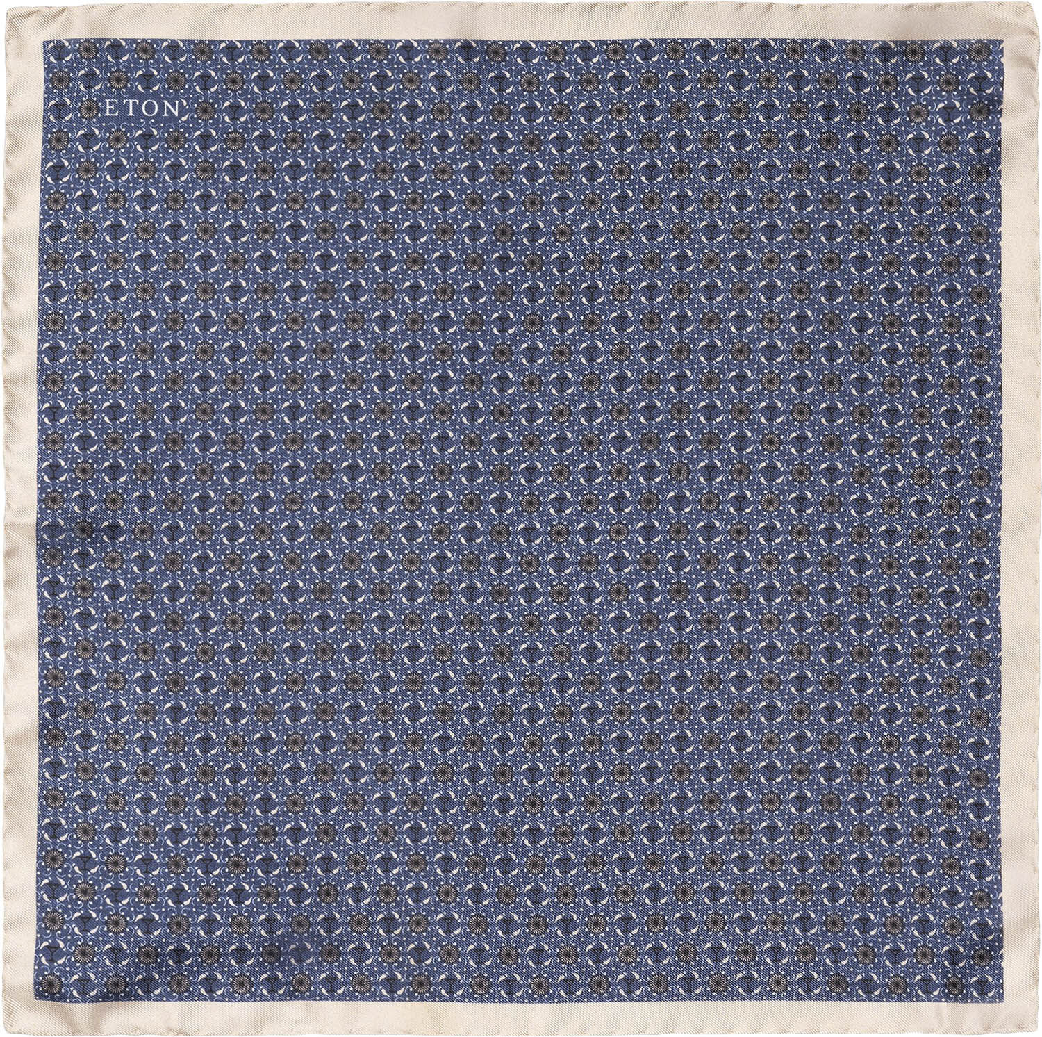 Navy Blue Geometric Silk Pocket Square