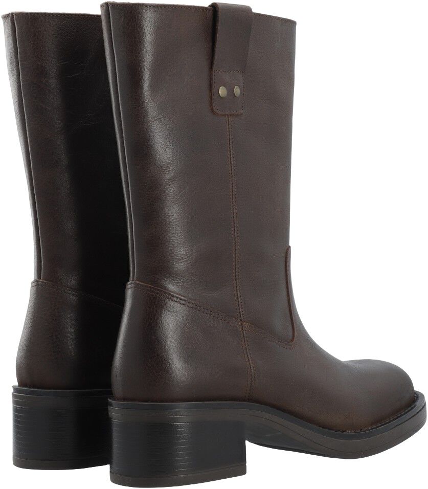 BIAMARY Mid Pull On Boot Pull Up Leather