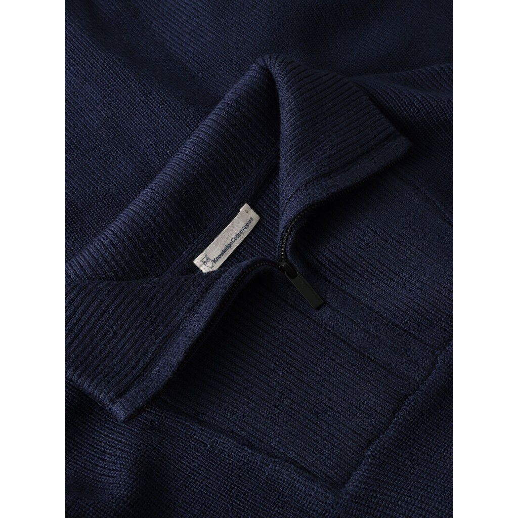1/2 neck zip merino wool rib knit - RWS