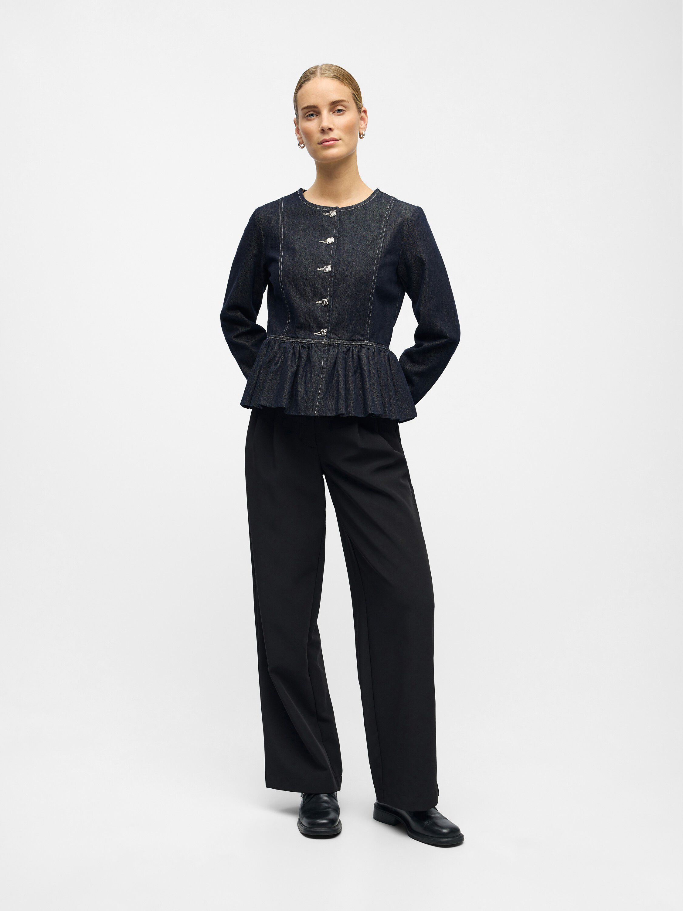 OBJANITA L/S RE DENIM BLAZER 142