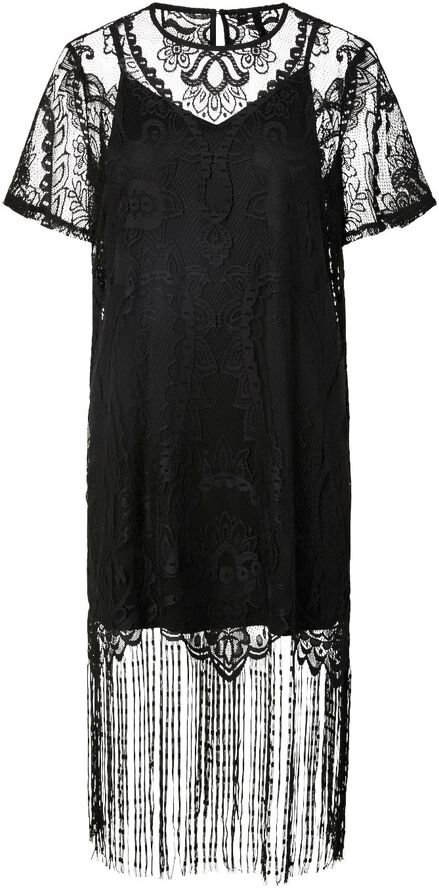 PCCLAIR SS SHORT LACE TASSELS DRESS