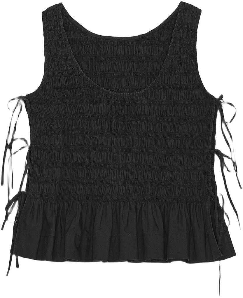 Cotton Poplin Smock Tie String Top