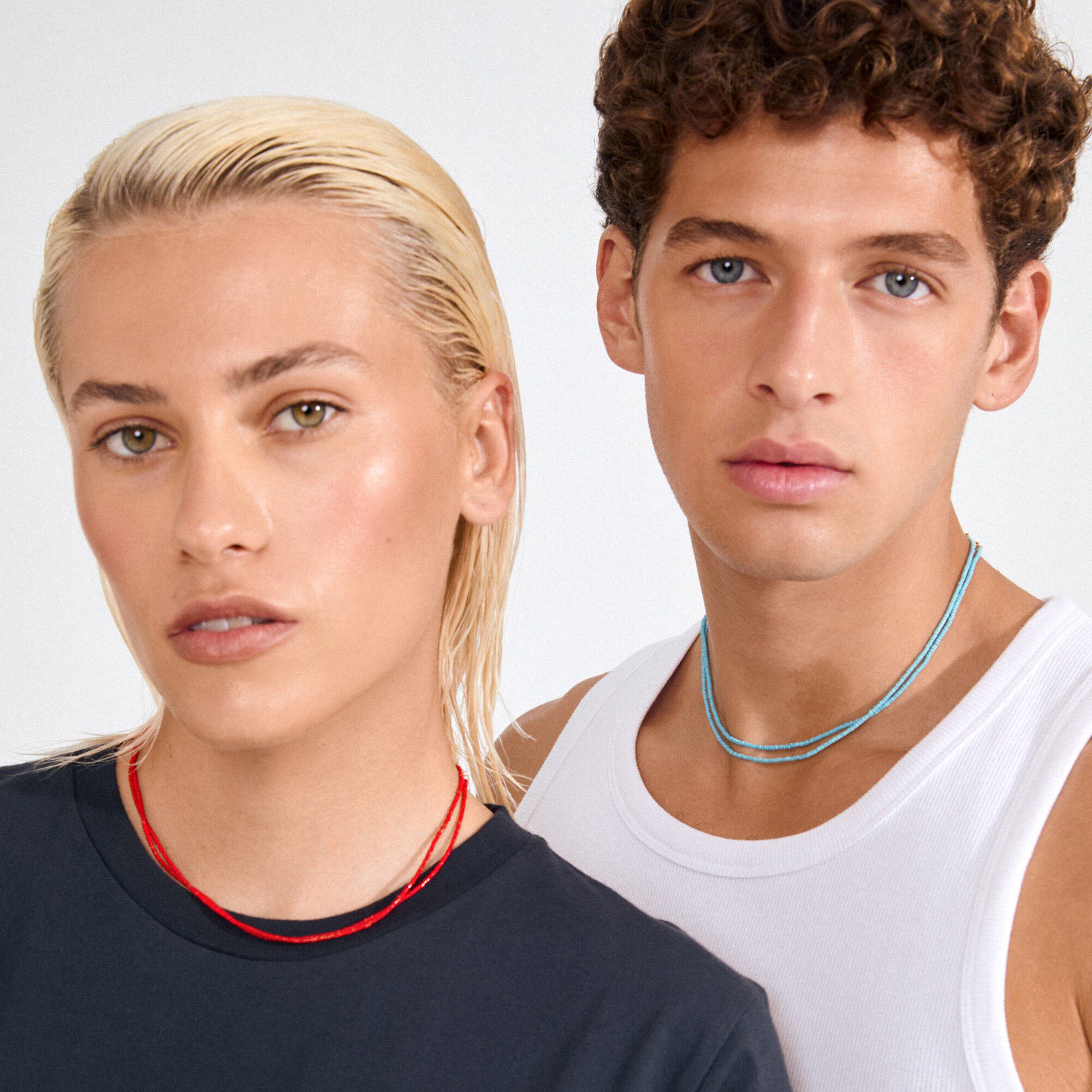 HAZE necklaces 2-in-1 set, red/silver-plated