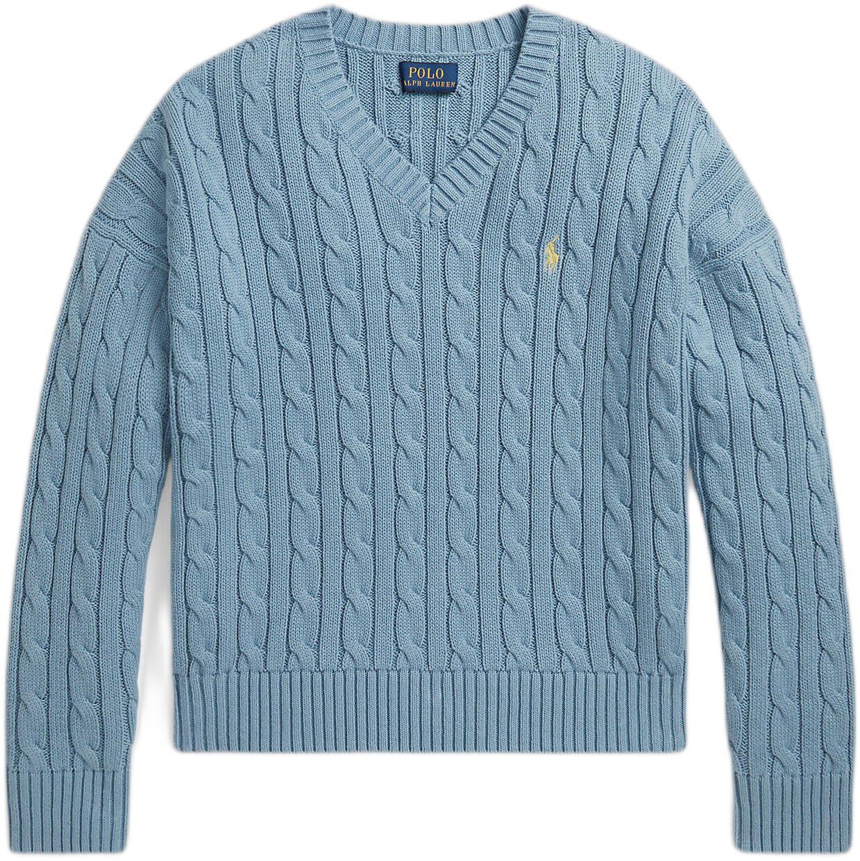 Cable-Knit Cotton V-Neck Sweater