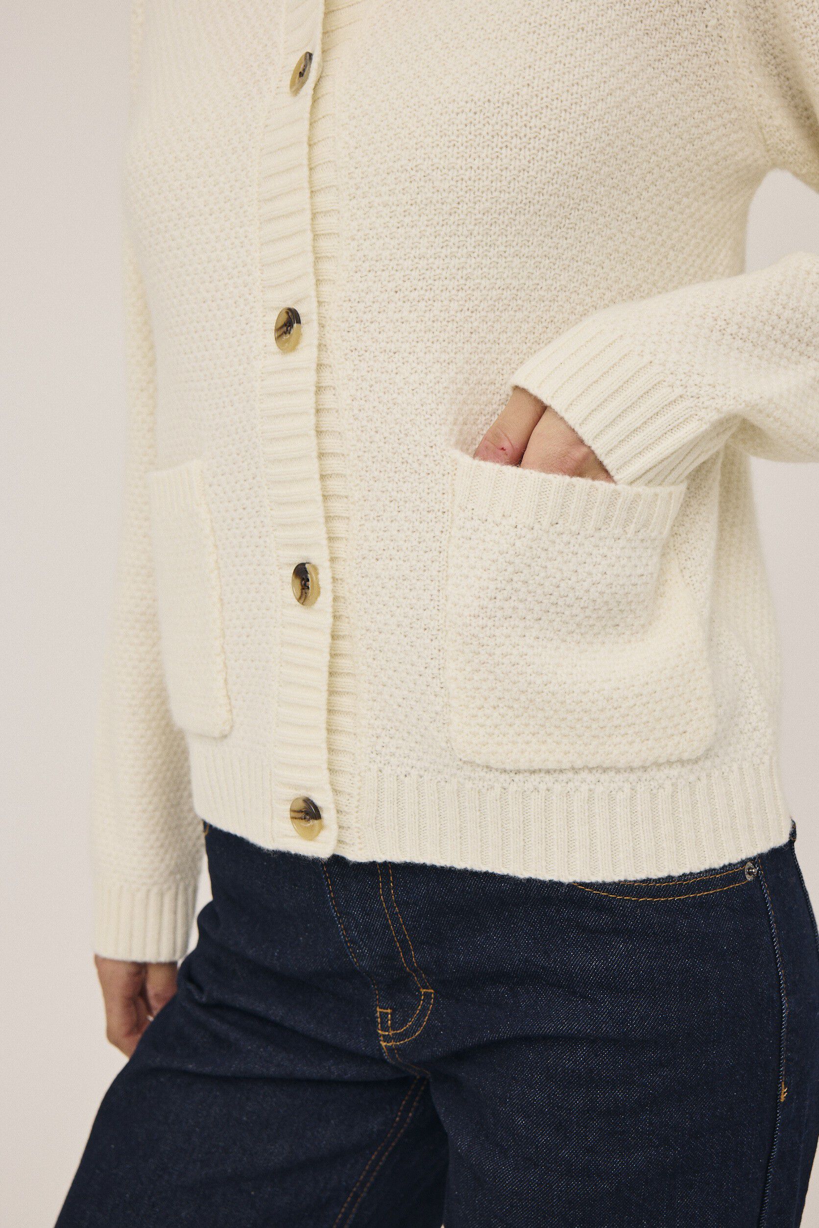 Myrna 4 Struktur strikket cardigan - 100% Uld RWS