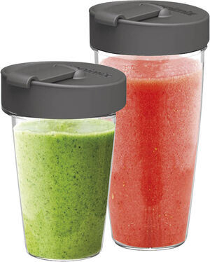 "To-go beger-sett til blender 2 deler Klar/GrÃ¥ Plast"