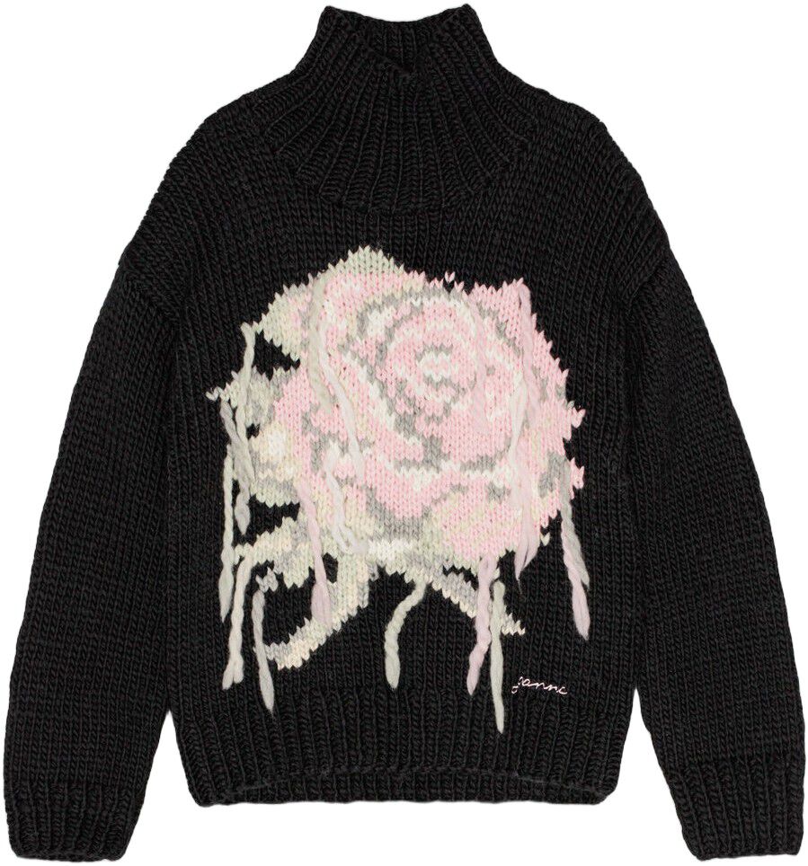 Graphic Wool Handknit Turtleneck