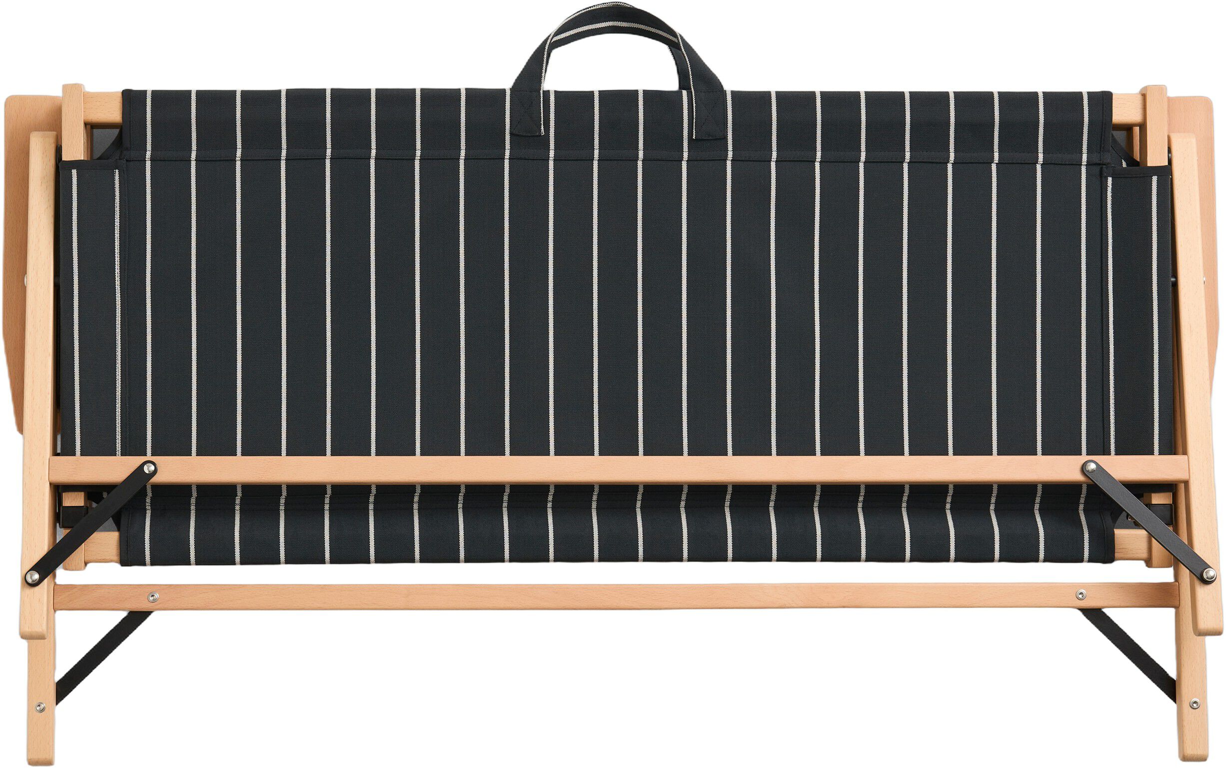 Outdoor Market Folding Sofa - Black with beige stripe -