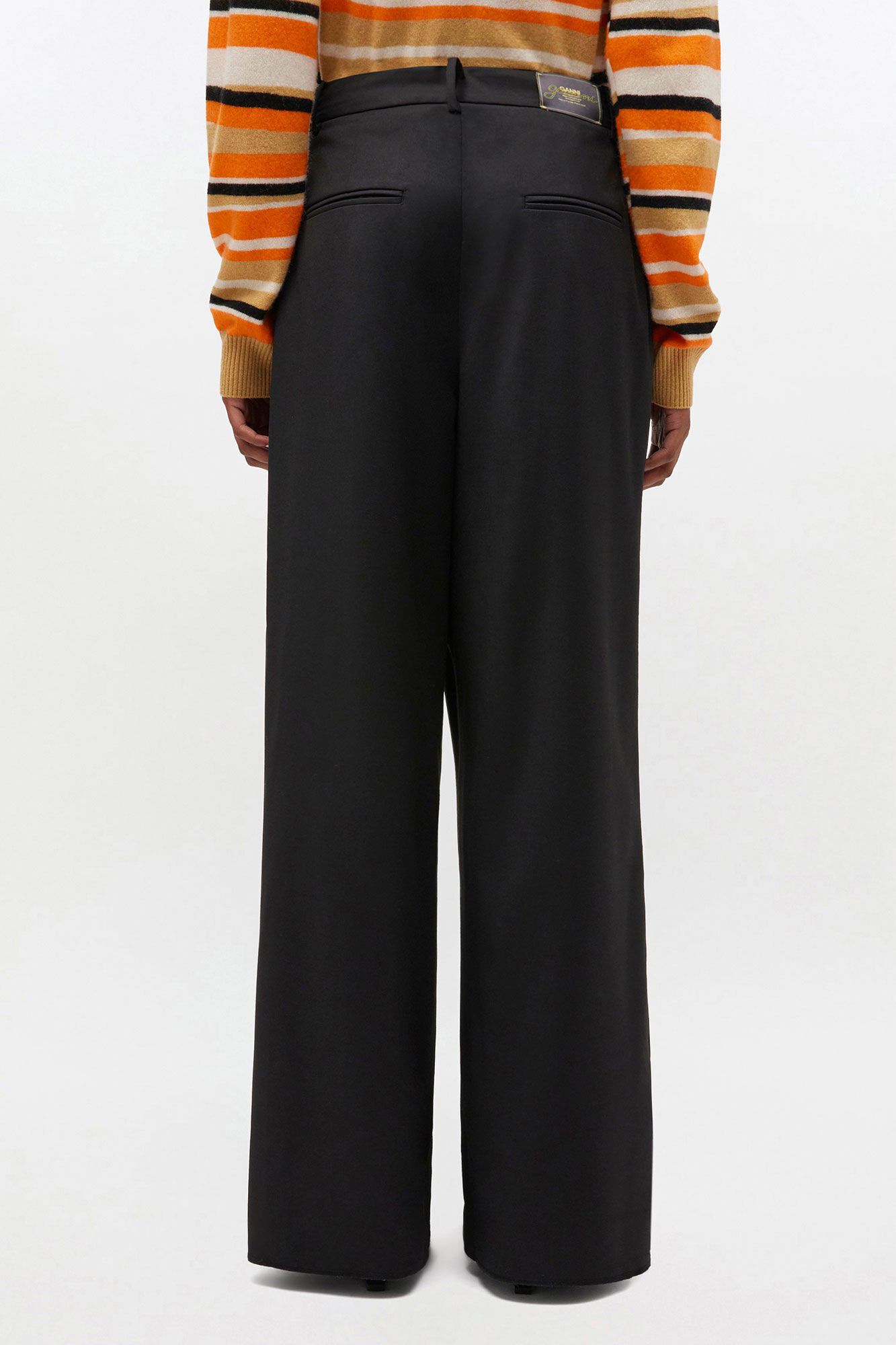 Calendered Wool Mid Waist Pants