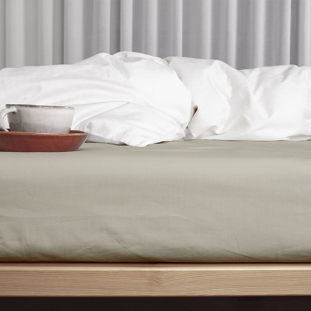 &Oslash;kologisk boxlagen, percale - GOTS, sand