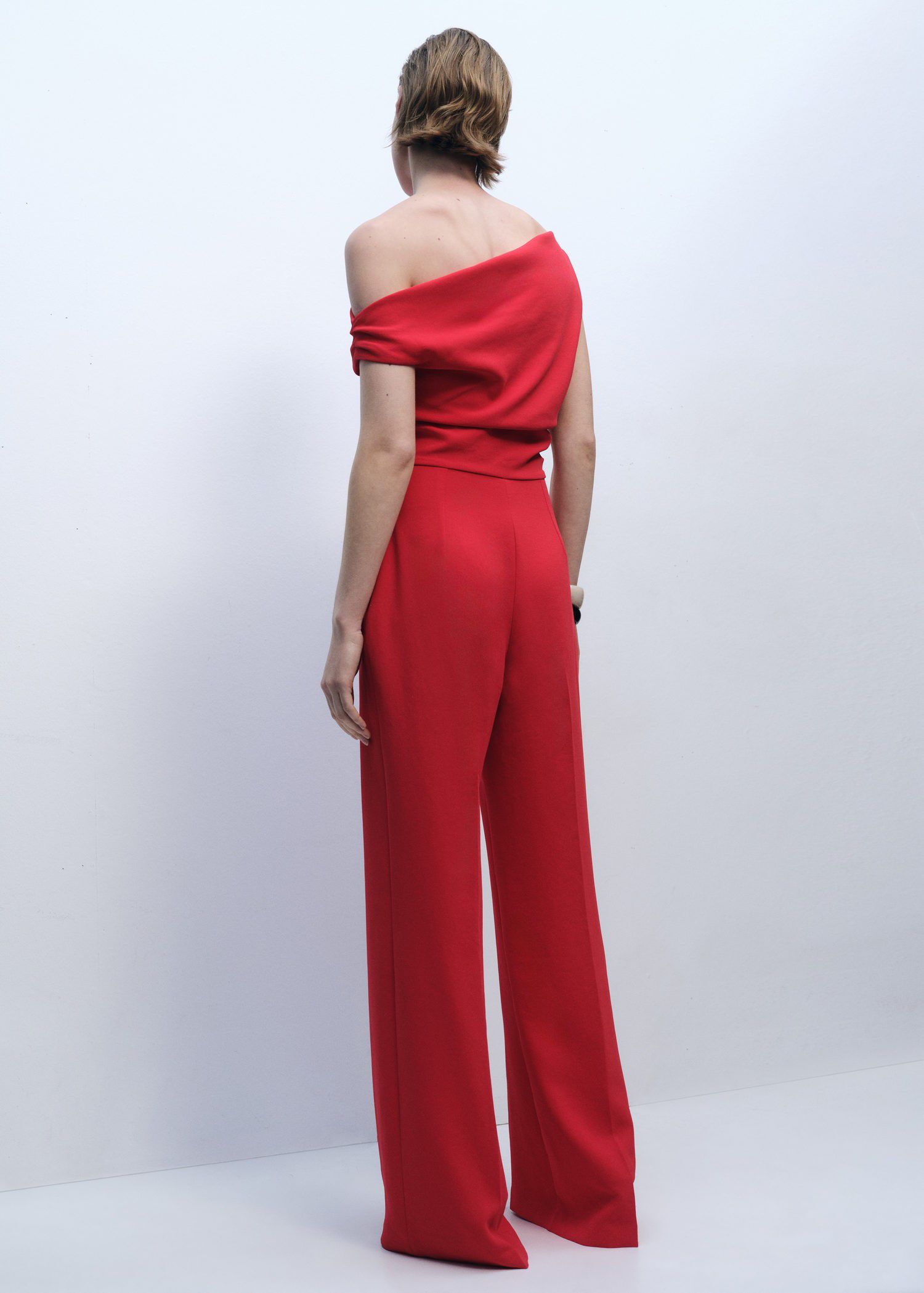 Long asymmetrical draped jumpsuit