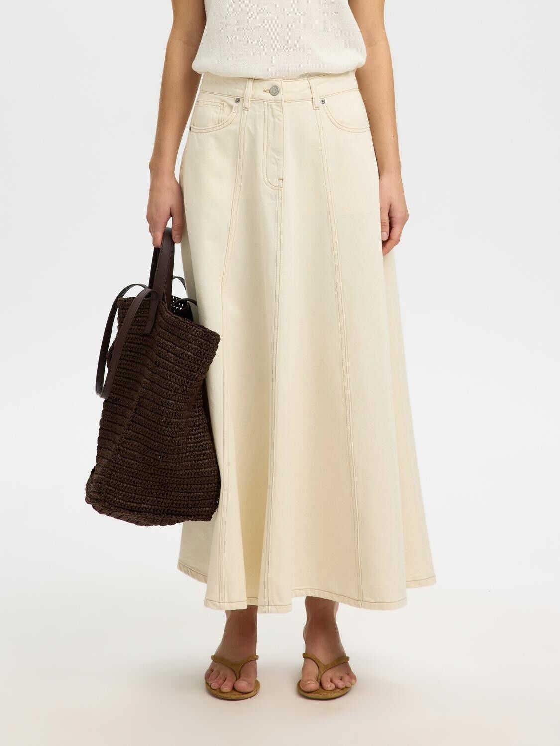 Slftenna Hw Long Denim Skirt