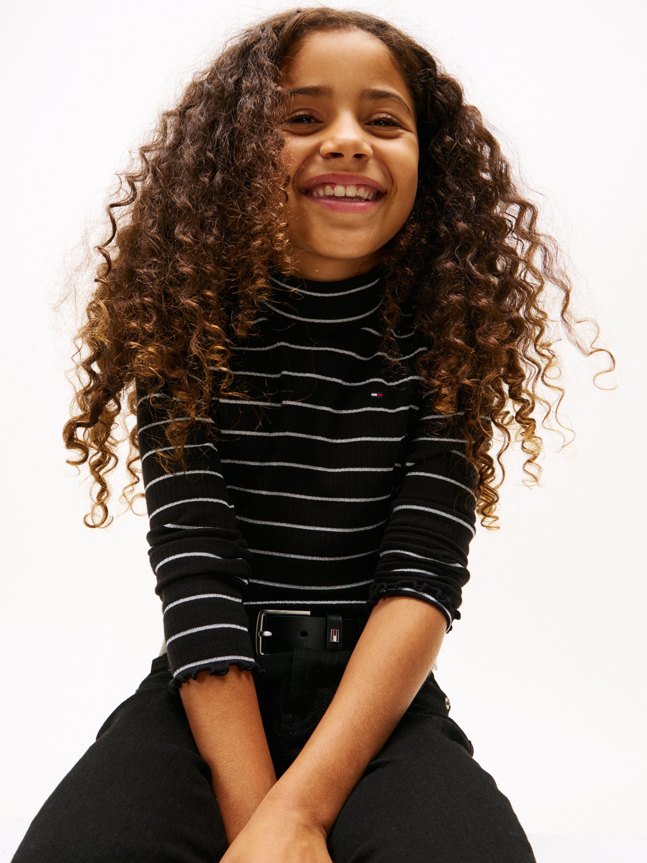 SPARKLE STRIPE MOCK NECK L/S