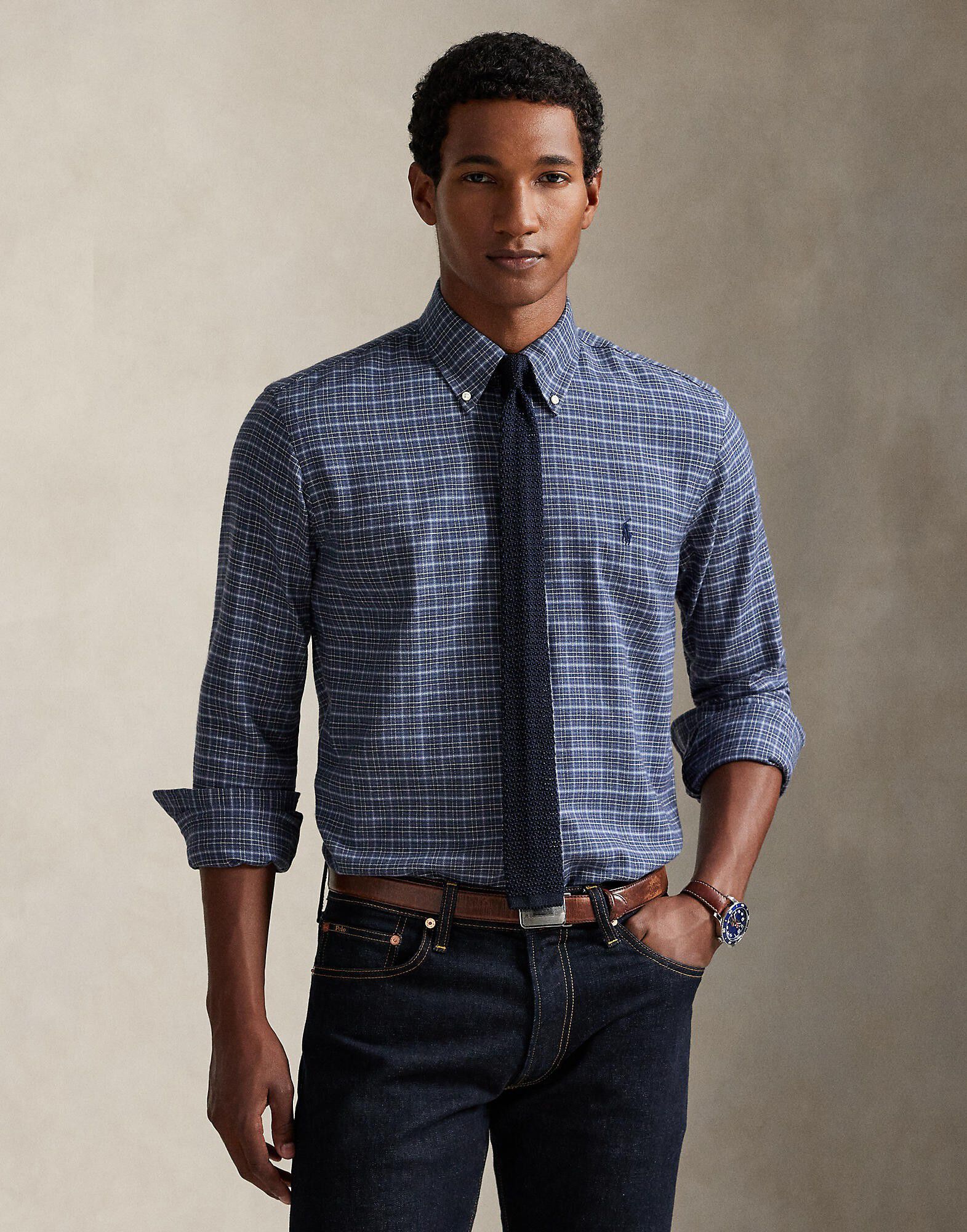 Custom Fit Plaid Performance Twill Shirt