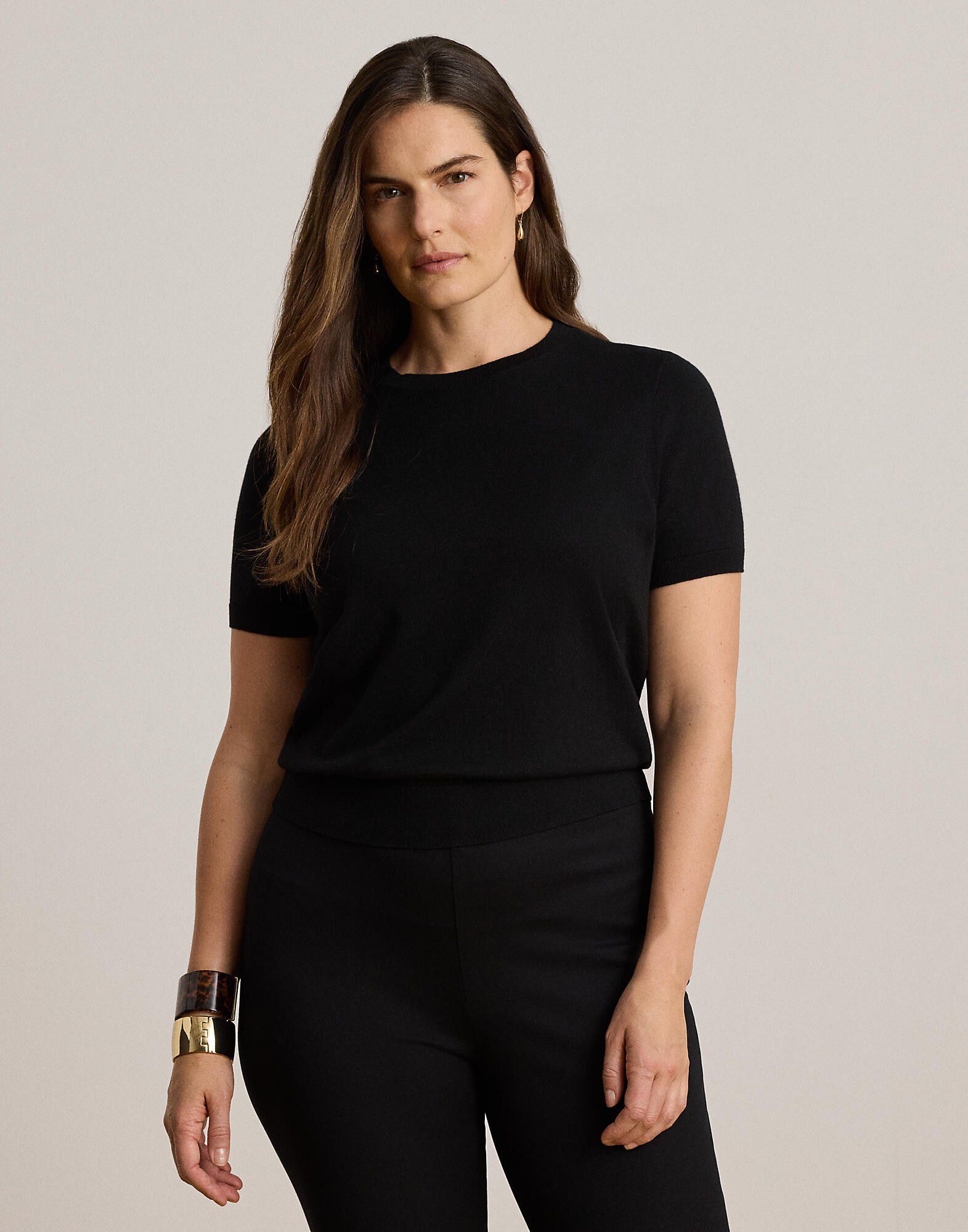 Cotton-Modal Short-Sleeve Sweater