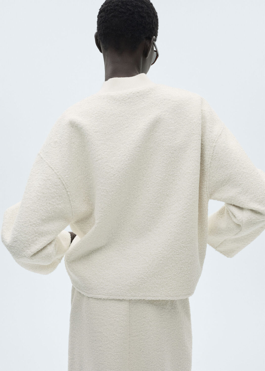 Perkins collar boucl&eacute; sweatshirt