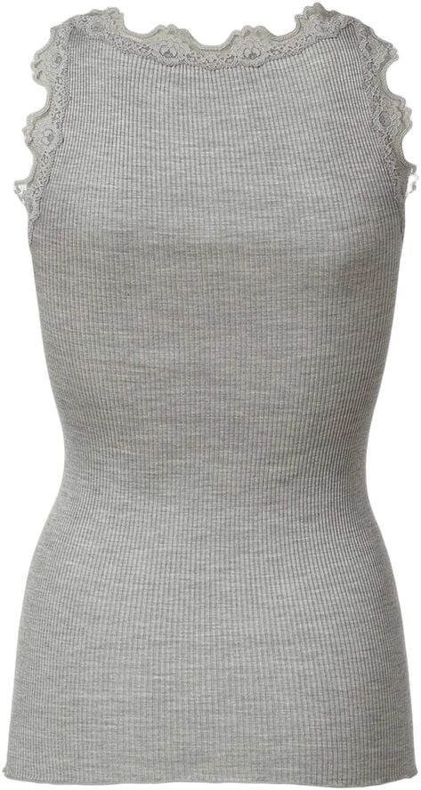 Silk top regular w/vintage lace