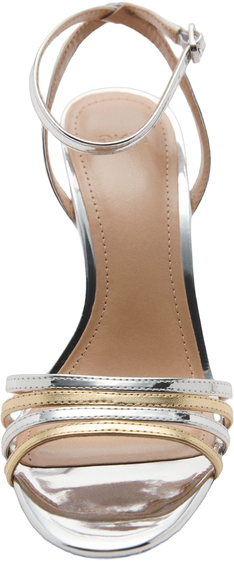 Combined strap heeled sandal