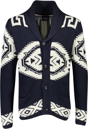 Shawl collar intarsia cardigan