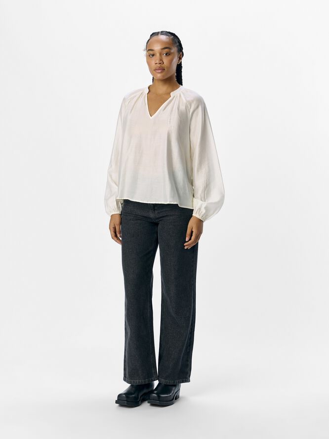 OBJHEIDI L/S LO V-NECK TOP NOOS