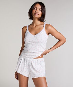 PJ CAMI RIB LACE FLOWER