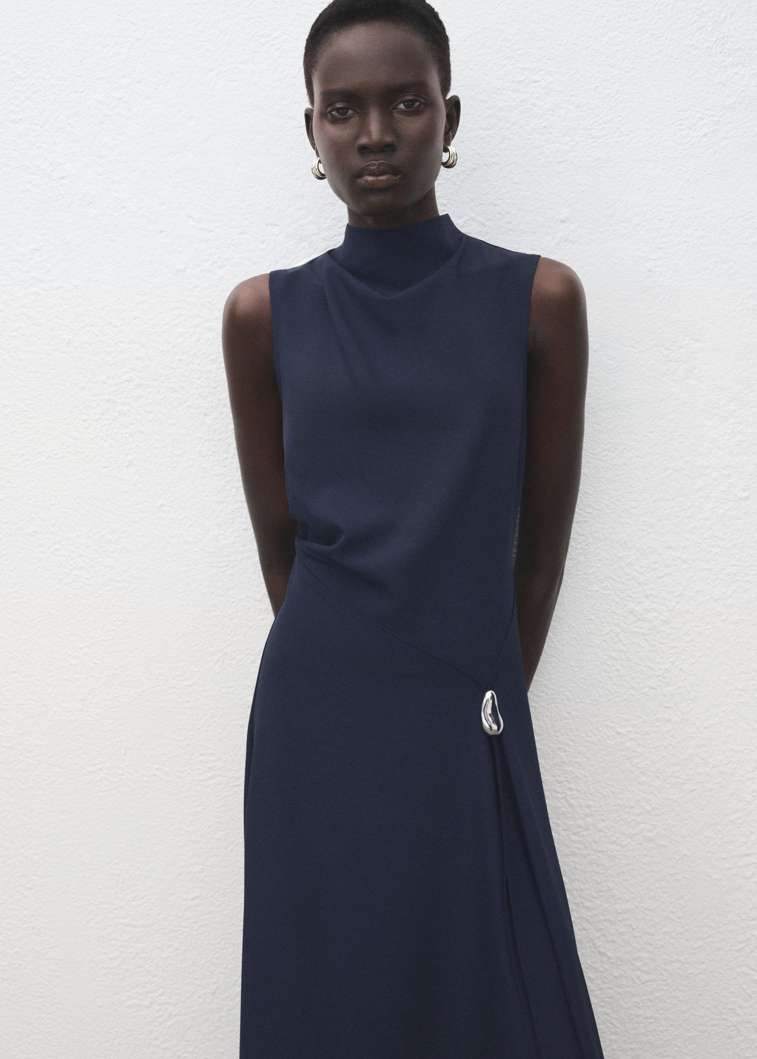 A-line dress with metal embellishme