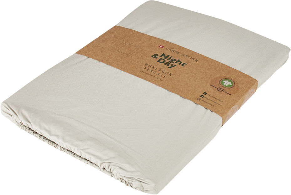 &Oslash;kologisk boxlagen, percale - GOTS, sand