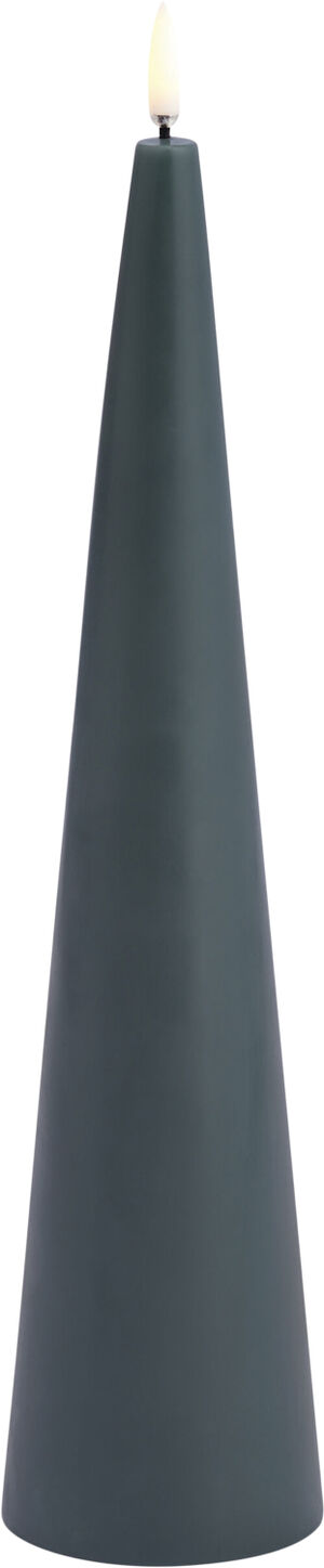LED cone candle, Pine green, Smooth, 6,8x30 cm