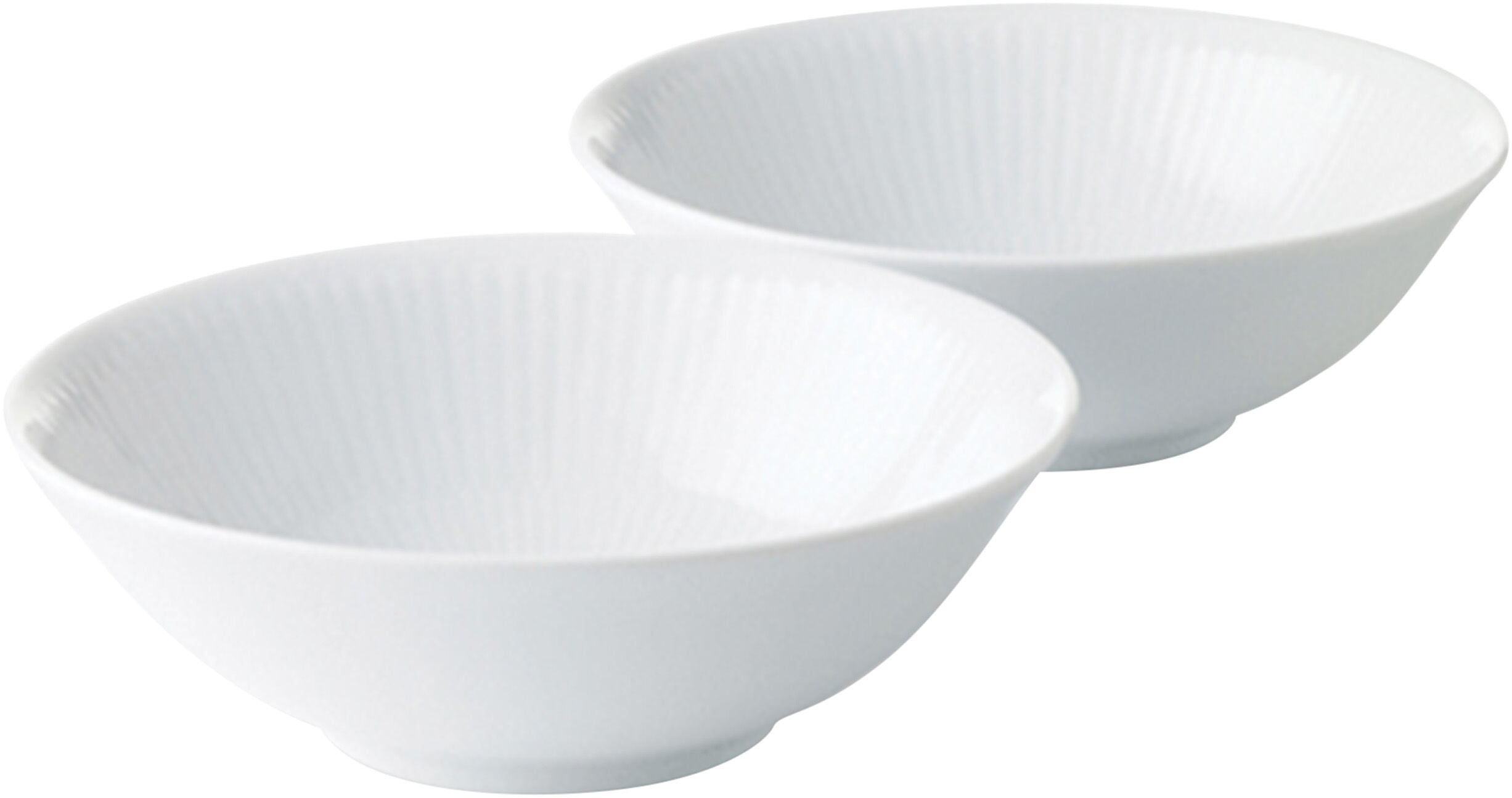 White Fluted 35 cl sk&aring;l 2-pack