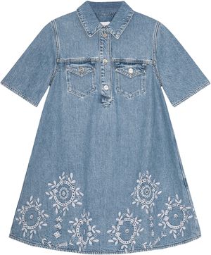 Broderie Anglaise Denim Mini Dress