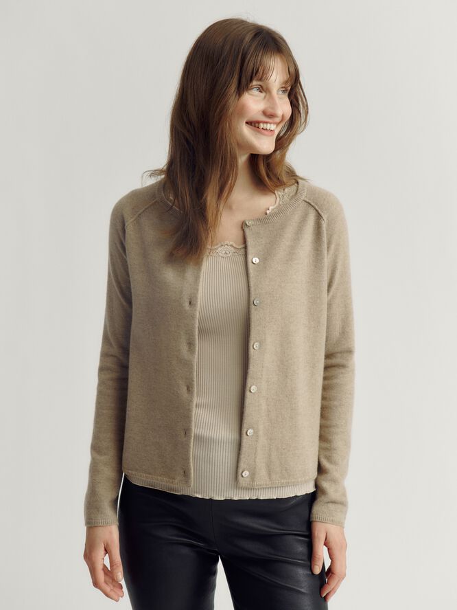 RWLaica Cashmere LS O-neck Raglan Cardigan