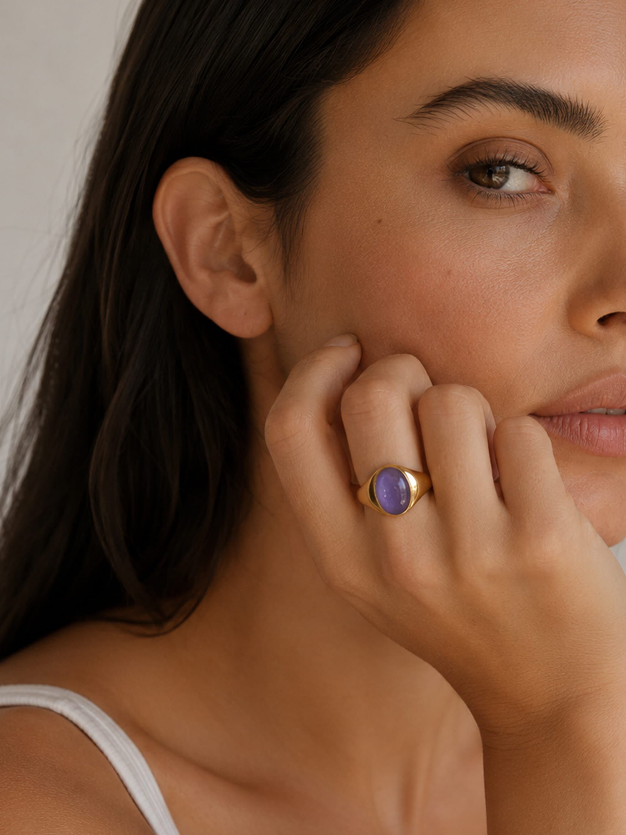 Women's Oval Amethyst Signet Ring
