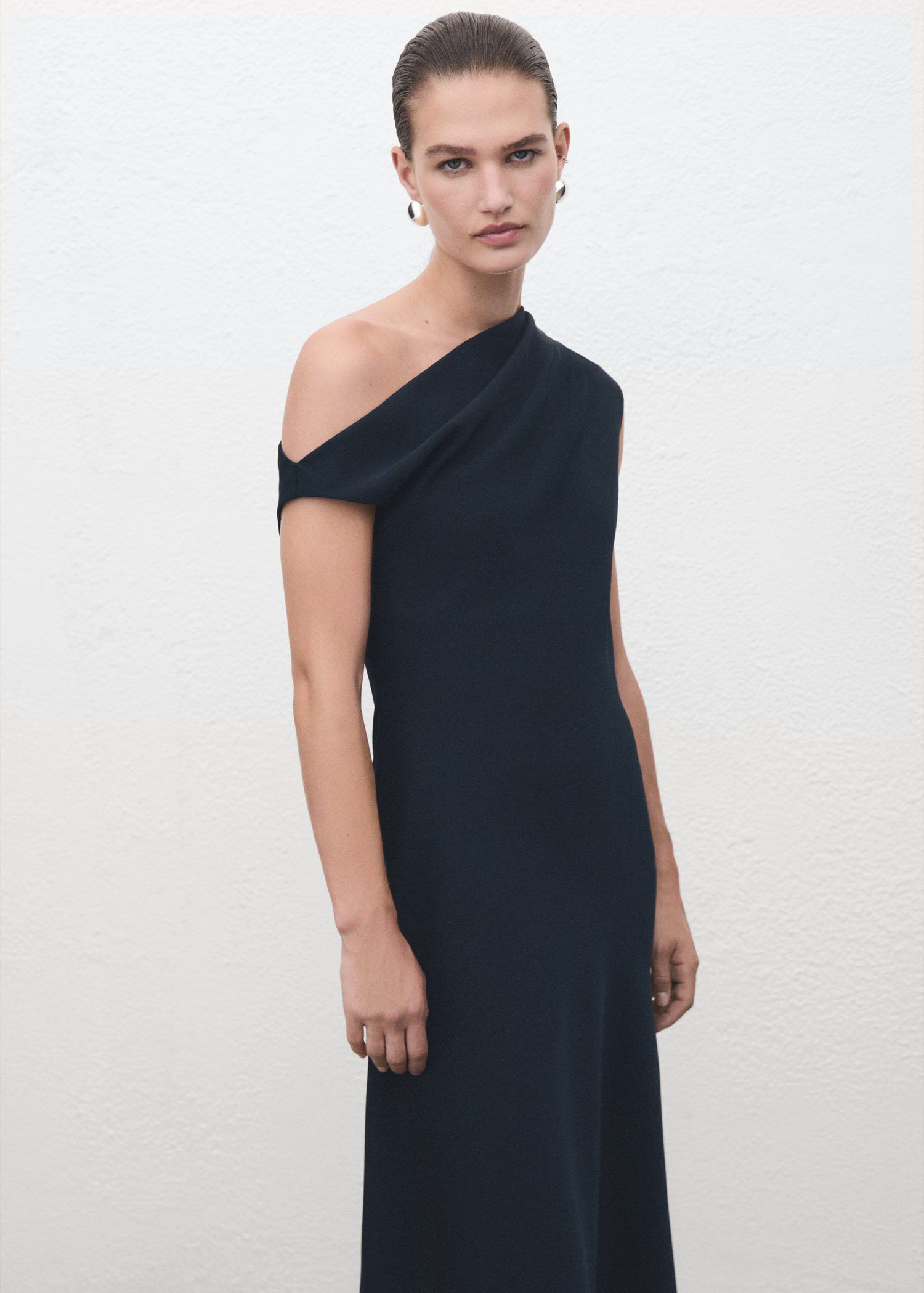 A-line dress with asymmetrical neck