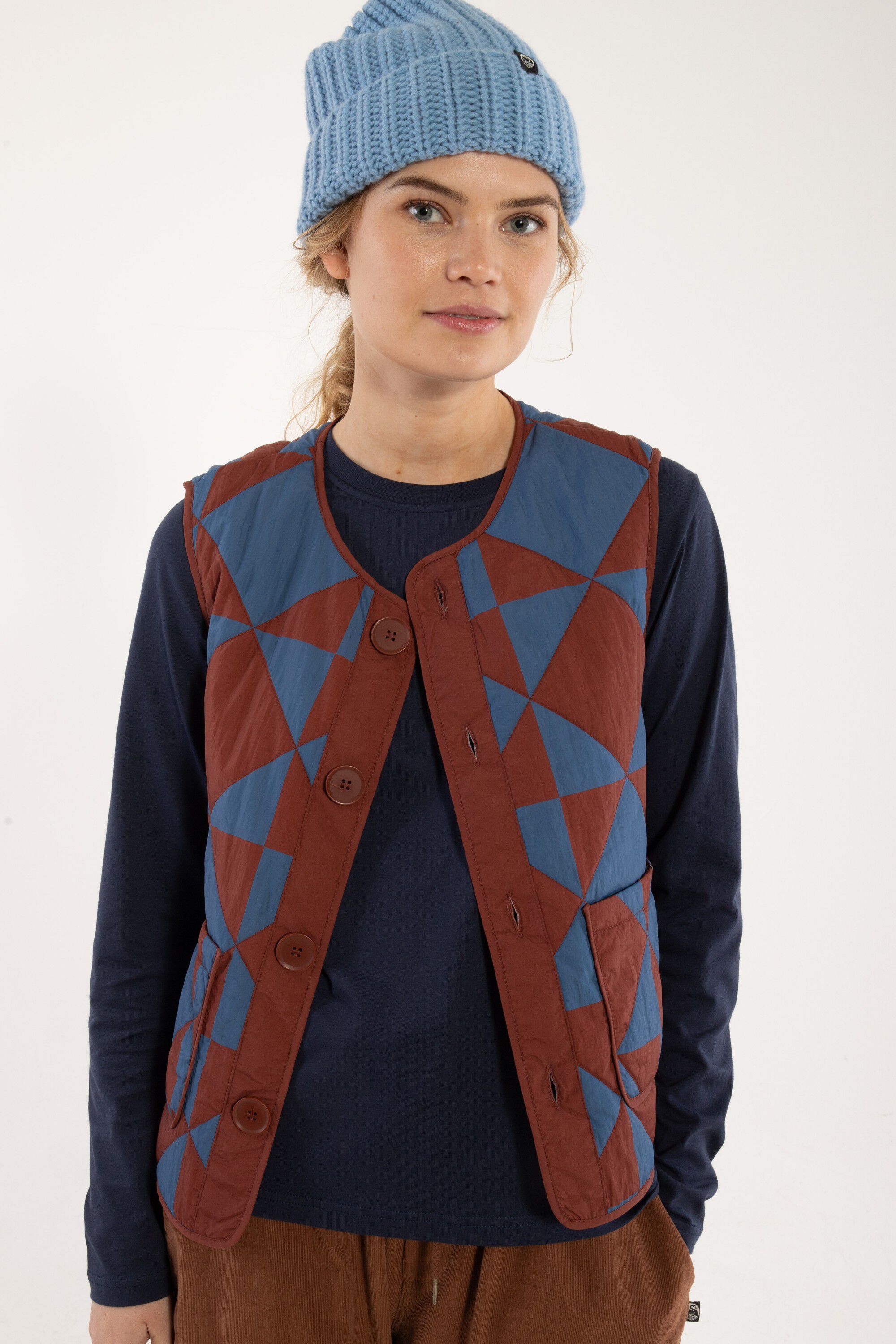 Danefield AOP Thermo Vest Dk Brick/Warm Blue DIAMETRIC