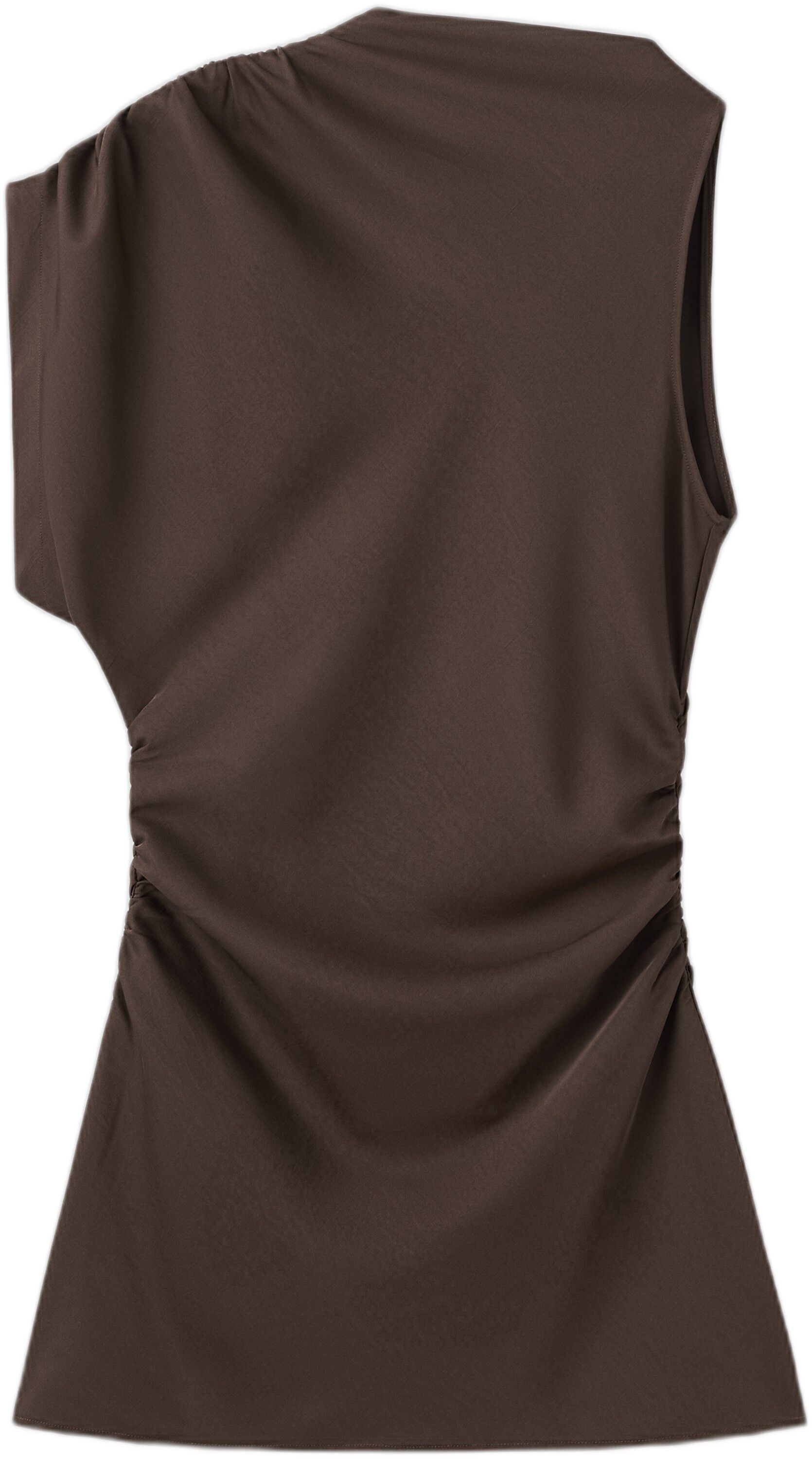 Asymmetric side ruched dress