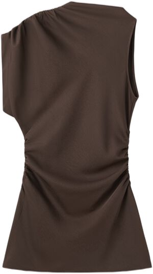 Asymmetric side ruched dress