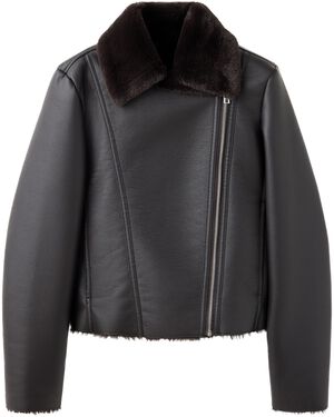 Faux-fur biker jacket
