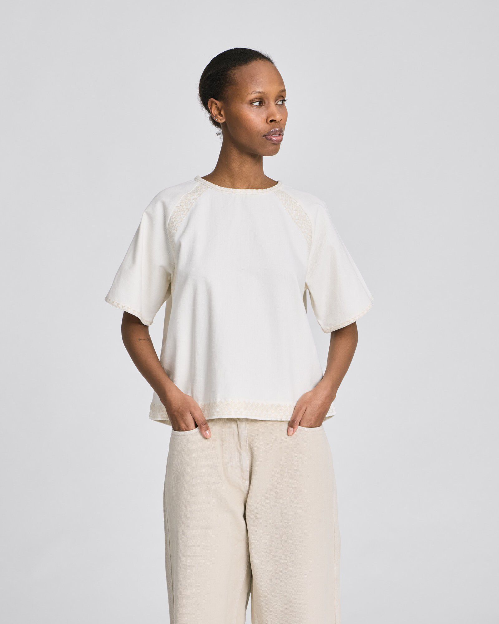 Angie S/S Cotton Twill Blouse