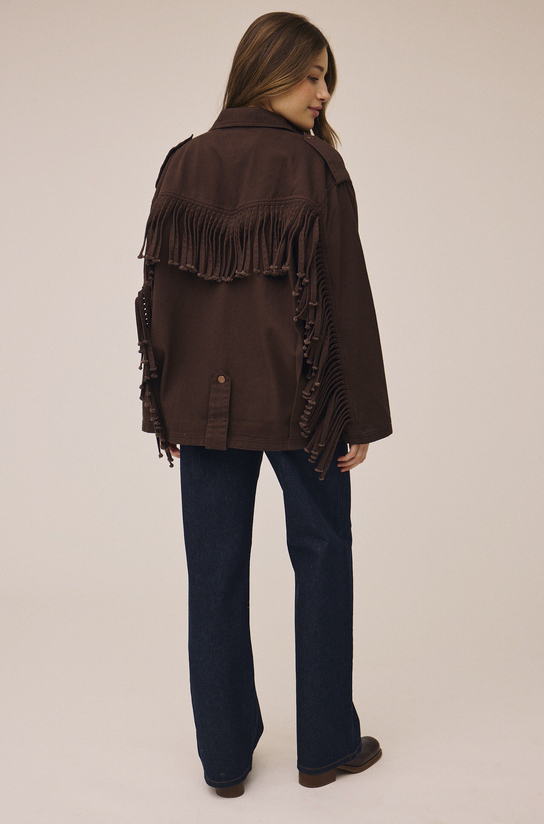 Emma 8 Biker jacket with fringes - GOTS
